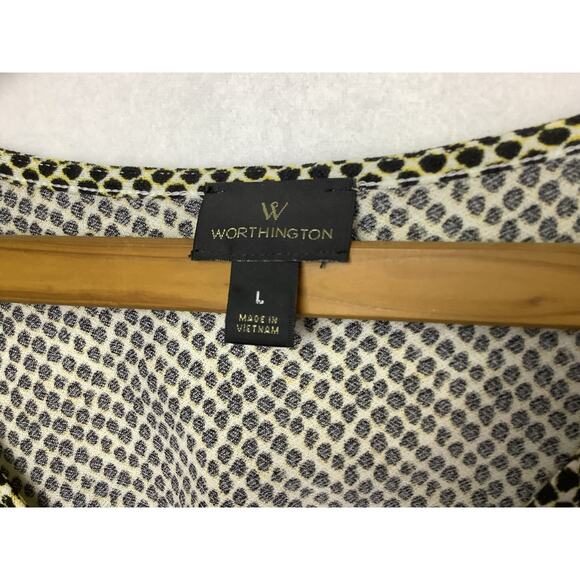 Worthington Womens Blouse Size L Snake Print Short Sleeve Crossover Stretch - Picture 2 of 12